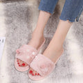 2024 fall/winter new japanese-style fuzzy slippers with floral design, rhinestone accents, warm and soft, single-strap flip-flops, trending online