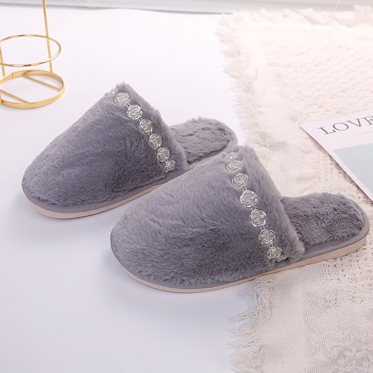 Fall and winternew arrivalflower cotton slippers for women winter home couple cotton slippers heattech all-inclusive confinement slippers manufacturer wholesale