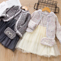 Girls' dress autumn new arrivals: korean & japanese style chic chanel-inspired three-piece set, girls' outfit, children's clothing, princess dress