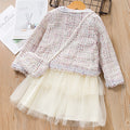 Girls' dress autumn new arrivals: korean & japanese style chic chanel-inspired three-piece set, girls' outfit, children's clothing, princess dress