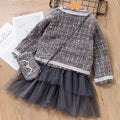 Girls' dress autumn new arrivals: korean & japanese style chic chanel-inspired three-piece set, girls' outfit, children's clothing, princess dress