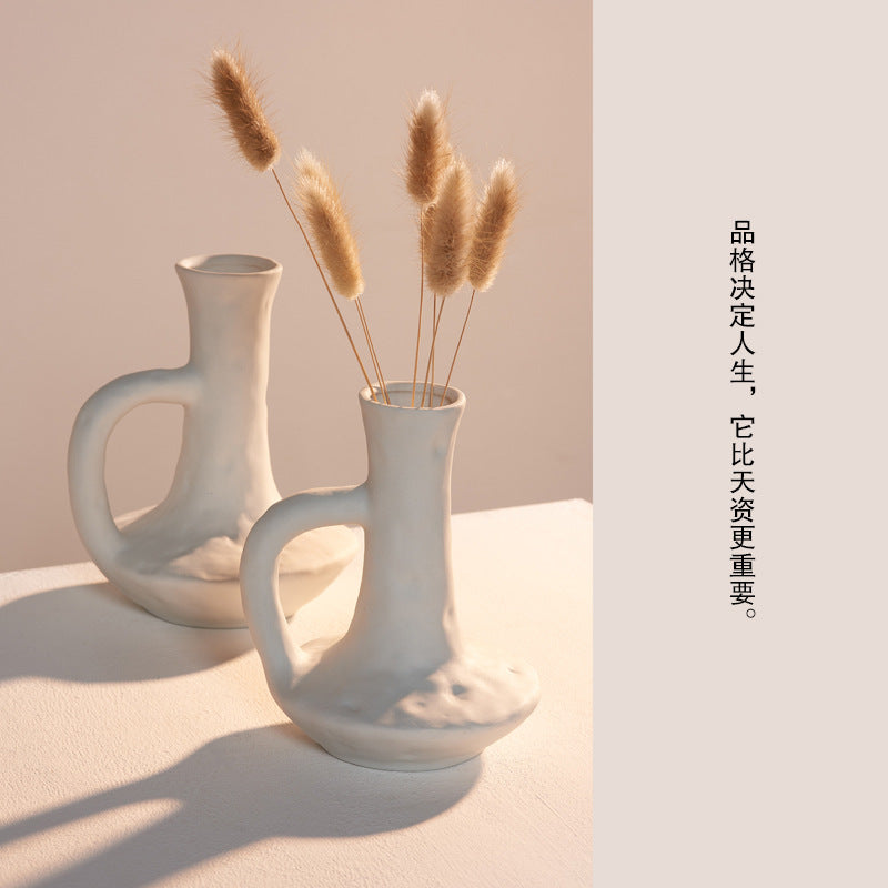 ins Nordic ceramic home ornaments, flower utensils, vases, flower arrangements, living room hydroponic photo props, retro handmade