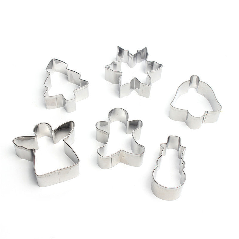 hot-selling christmas 6-piece bell diy baking tools christmas cake mold stainless steel cookie mold