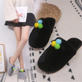 2024 fall/winter new arrivals: women's korean style minimalist cotton slippers with large bow – thickened, warm, and non-slip