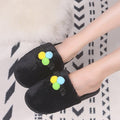 2024 fall/winter new arrivals: women's korean style minimalist cotton slippers with large bow – thickened, warm, and non-slip