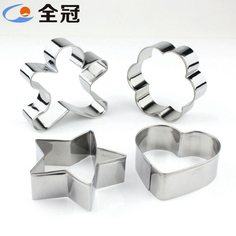 Ready-to-ship christmas stainless steel cookie cutter set - gingerbread man, plum blossom, heart-shaped baking tools & cake molds