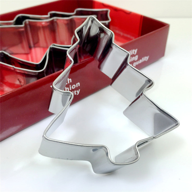 Factory direct wholesale christmas stainless steel cookie cutter set - 3 piece christmas tree & botanical diy baking stencil