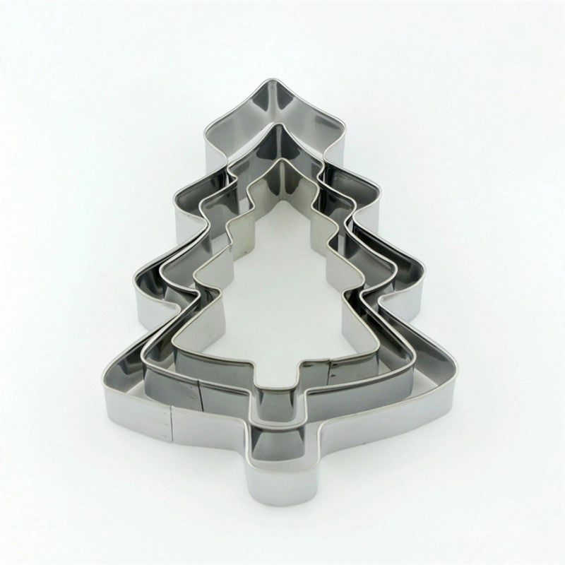 Factory direct wholesale christmas stainless steel cookie cutter set - 3 piece christmas tree & botanical diy baking stencil