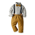 Export children's clothing boyssuitspring & fall clothing kids cotton pinstripe long sleeves shirt overalls baby boy gentleman's clothing