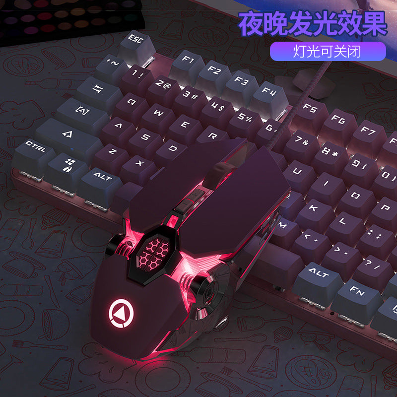 Silver carved pink mouse gaming glowing wired girls cute mechanical esports macro silent computer accessories amazon