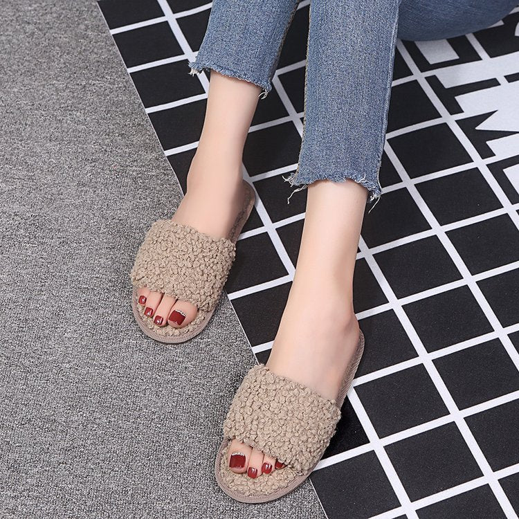 2024 new autumn/winter plush slippers for women, fleece-lined lambswool open-toe house slippers - wholesale direct from manufacturer