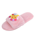 Korean designer cartoon plush home slippers - women's cute macaron warm cotton slippers - smiley face slippers