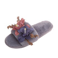 Factory direct women's fuzzy slippers - new autumn/winter collection: fabric flower design, korean style, plush, warm, indoor/outdoor wear