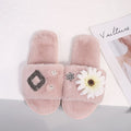 Korean department store new arrival: chic & luxurious floral plush slippers - women's fashionable, high-end rhinestone thong sandals