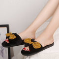 2024 new autumn plush rhinestone slippers women's fleece-lined bow open-toe home slippers wholesale direct from manufacturer