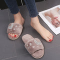 2024new arrivalstuffed slippers women's one-line heattechk-style home confinement shoes indoor and outdoor flat heel women's cotton slippers