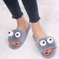 Korean autumn/winter new thickened plush warm slippers - big eyes, one-strap, women's cartoon flat cotton slippers (matching styles available)