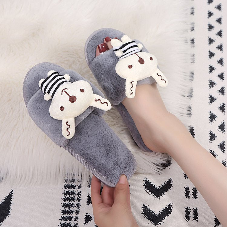 Winternew arrival women's cotton slippers rabbit family warm cartoon stuffed slippers one piece drop shipping indoor slippers