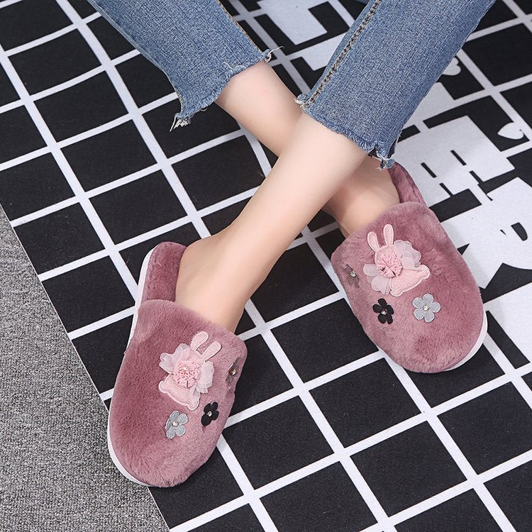 hot-selling new cute plush cotton slippers wholesale winter family home indoor warm cotton slippers
