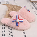 Baotou furry slippers for women 2024 autumn winter new arrival k-stylestripes pearl flats heelless lazy slippers for women