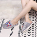 Baotou furry slippers for women 2024 autumn winter new arrival k-stylestripes pearl flats heelless lazy slippers for women