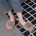 Wholesale new arrival indoor slippers - direct from the manufacturer: autumn korean style fuzzy rhinestone thong slippers for home