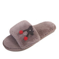 2024new arrival fur slippers women's fall and winter home women's shoes flats cherry outwear indoor one-line slippers stuffed slippers