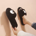 2024 fall/winter new trendy fuzzy slippers for women, outdoor wear, flat one-strap slides, chunky metal sole, korean style fuzzy shoes