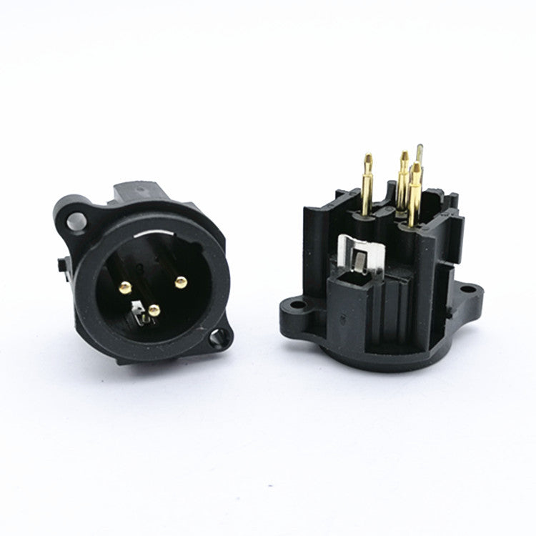 Gold-plated 3-core Kanon socket 3-core balanced Canon XLR stage lighting mixer microphone Caron seat straight foot