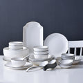 Minimalist european black line dinnerware set - ceramic plates, bowls, and dishes for hotel and home use - customizable dinnerware set