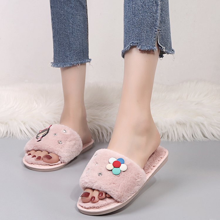 2024 women's cotton slippers - trendy couple style, home wear, floral design, warm & plush, korean style for boys, girls, and students