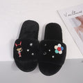 2024 women's cotton slippers - trendy couple style, home wear, floral design, warm & plush, korean style for boys, girls, and students