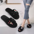 2024 women's cotton slippers - trendy couple style, home wear, floral design, warm & plush, korean style for boys, girls, and students