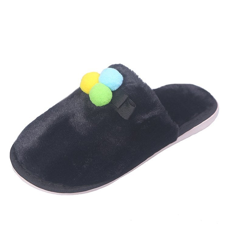 2024 fall/winter new arrivals: women's korean style minimalist cotton slippers with large bow – thickened, warm, and non-slip