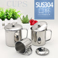 304 thickened stainless steel kids' sippy cup with handle and lid - perfect for office, home, school, kindergarten, milk, and water