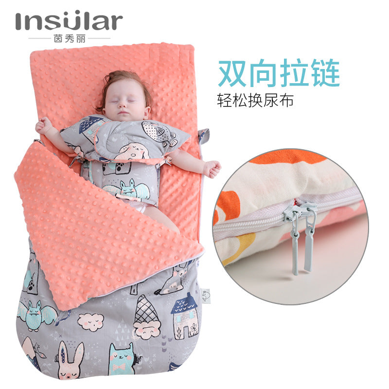 Yinxiu large baby anti-surprise autumn and winter thickened sleeping bag dual-purpose newborn holding quilt baby bean blanket sleeping bag