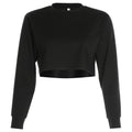 European and american  women's fashion new arrival: solid color, loose fit, slimming, cropped basic long sleeve lightweight sweatshirt jacket - in stock