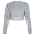 European and american  women's fashion new arrival: solid color, loose fit, slimming, cropped basic long sleeve lightweight sweatshirt jacket - in stock