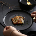 Ceramic dinnerware black matte gold rim steak plate high-end hotel home western dinner plate salad plate dish