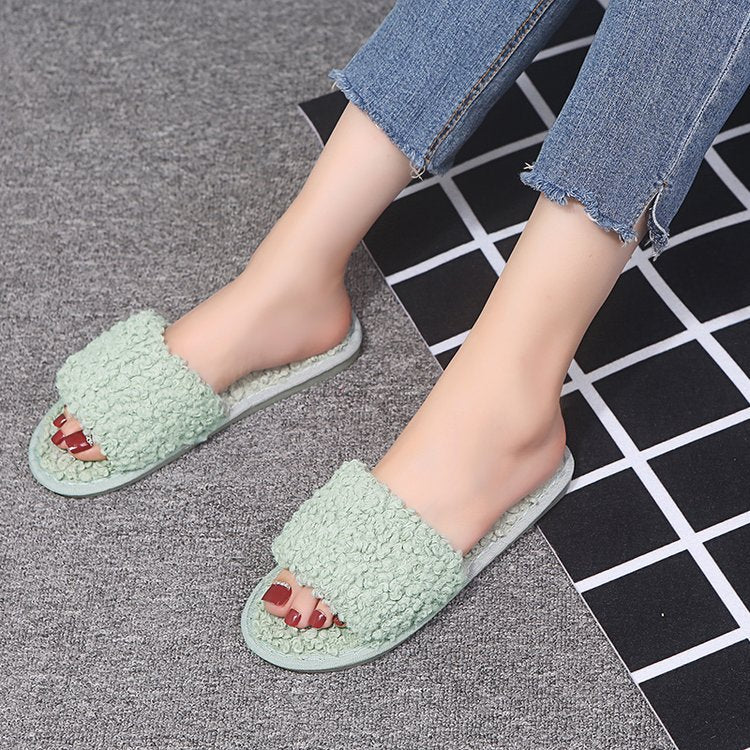 2024 new autumn/winter plush slippers for women, fleece-lined lambswool open-toe house slippers - wholesale direct from manufacturer