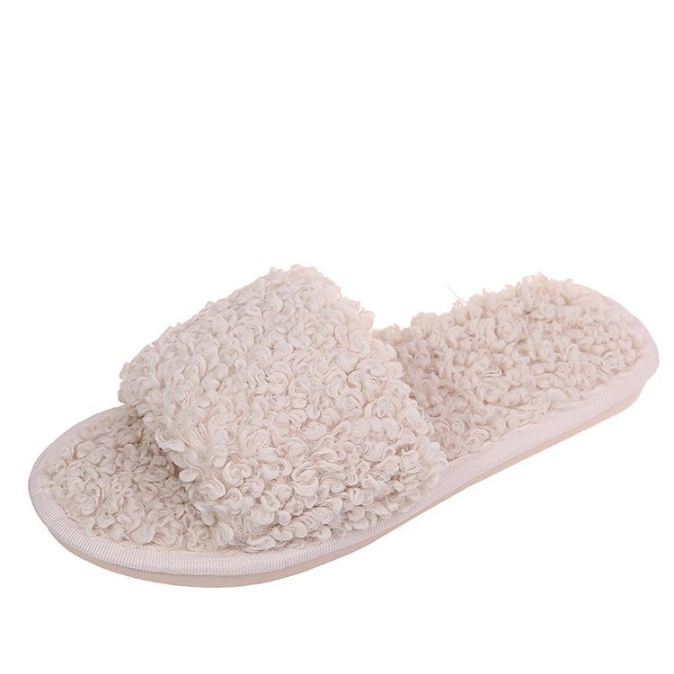 2024 new autumn/winter plush slippers for women, fleece-lined lambswool open-toe house slippers - wholesale direct from manufacturer