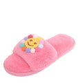 Korean designer cartoon plush home slippers - women's cute macaron warm cotton slippers - smiley face slippers