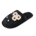 Korean style floral plush closed-toe slippers - women's comfortable, durable, indoor pearl home slippers