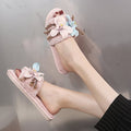 Factory direct women's fuzzy slippers - new autumn/winter collection: fabric flower design, korean style, plush, warm, indoor/outdoor wear