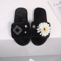 Korean department store new arrival: chic & luxurious floral plush slippers - women's fashionable, high-end rhinestone thong sandals