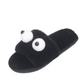 Korean autumn/winter new thickened plush warm slippers - big eyes, one-strap, women's cartoon flat cotton slippers (matching styles available)