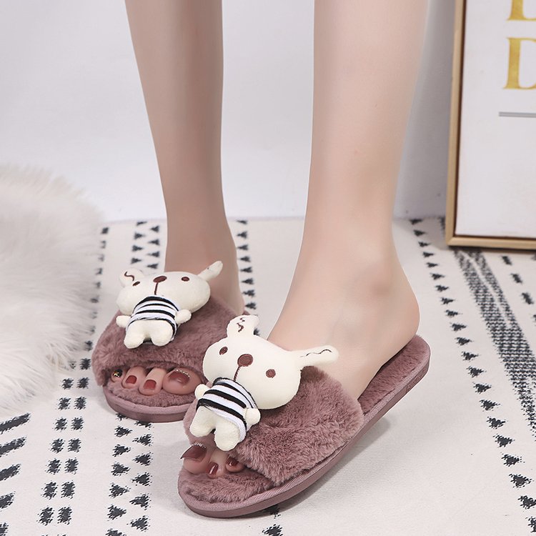 Winternew arrival women's cotton slippers rabbit family warm cartoon stuffed slippers one piece drop shipping indoor slippers