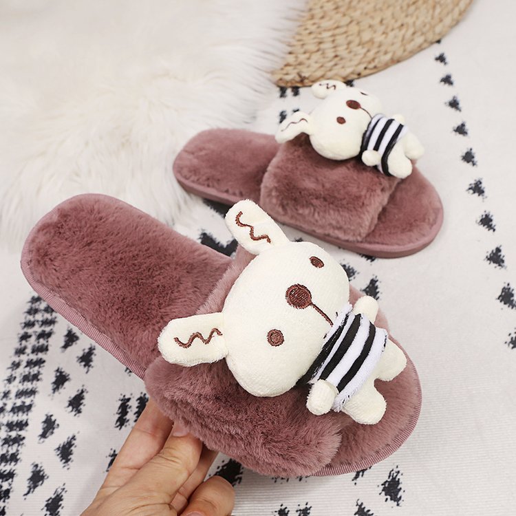 Winternew arrival women's cotton slippers rabbit family warm cartoon stuffed slippers one piece drop shipping indoor slippers