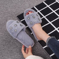 Winternew arrival rhinestone fur slippers women's indoor home flatsheattech open toe one-piece stuffed slippers floor mops