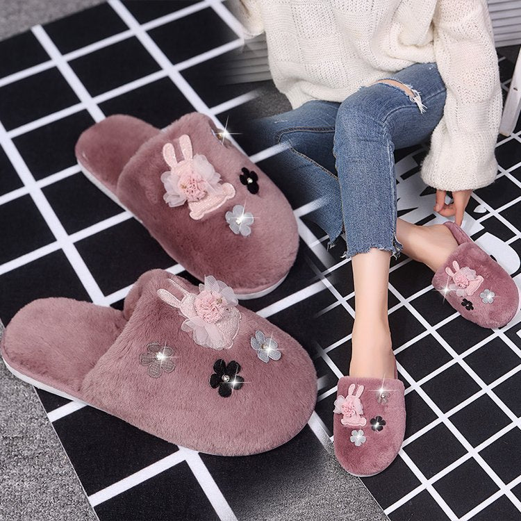 hot-selling new cute plush cotton slippers wholesale winter family home indoor warm cotton slippers